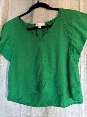 Marc New York linen blend flutter sleeve topaz Sm